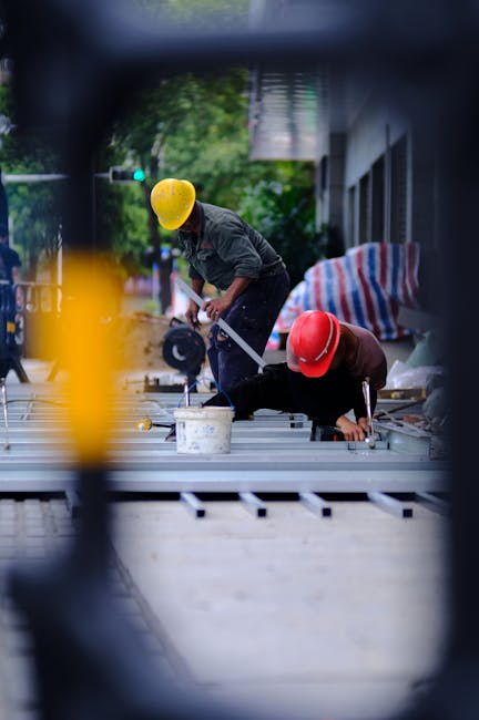 Expert construction team working on professional building project